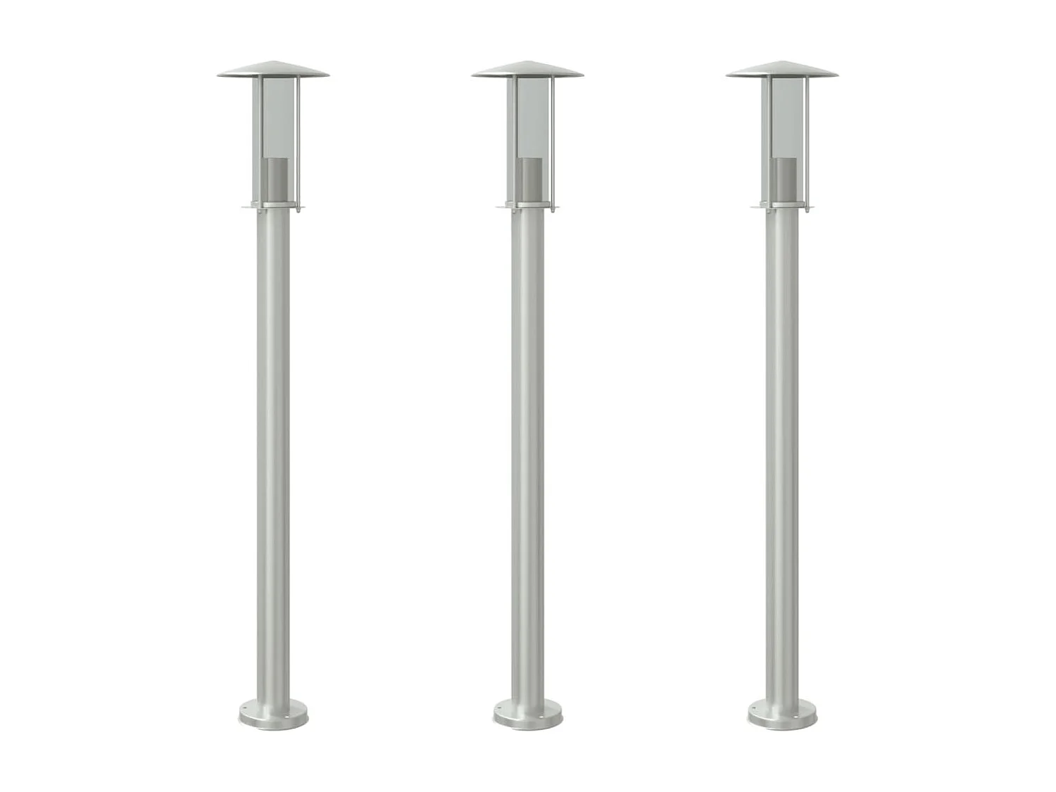 Lampade da terra per esterno 3 pz argento 100 cm acciaio inox Argento 02_0042555