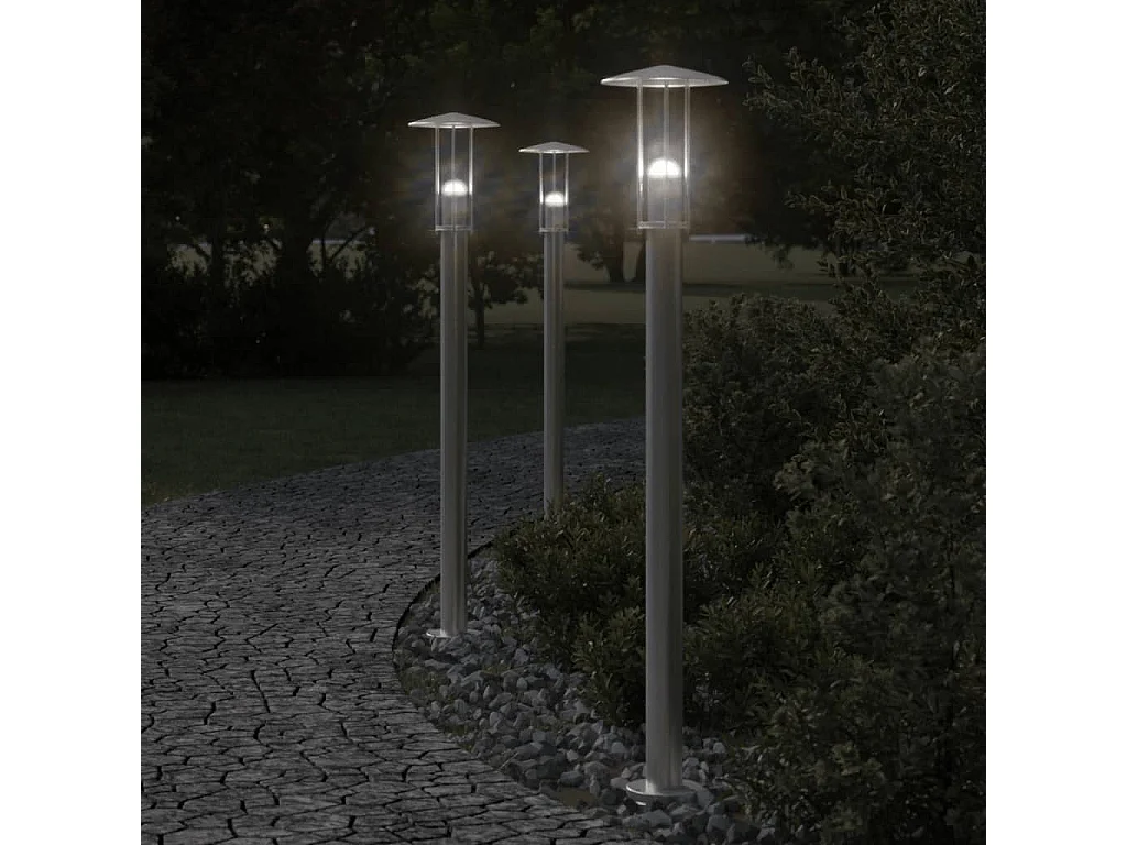 Lampadaire d'extérieur argenté 100 argenté 13 x 13 x 100 cm 02_0042514