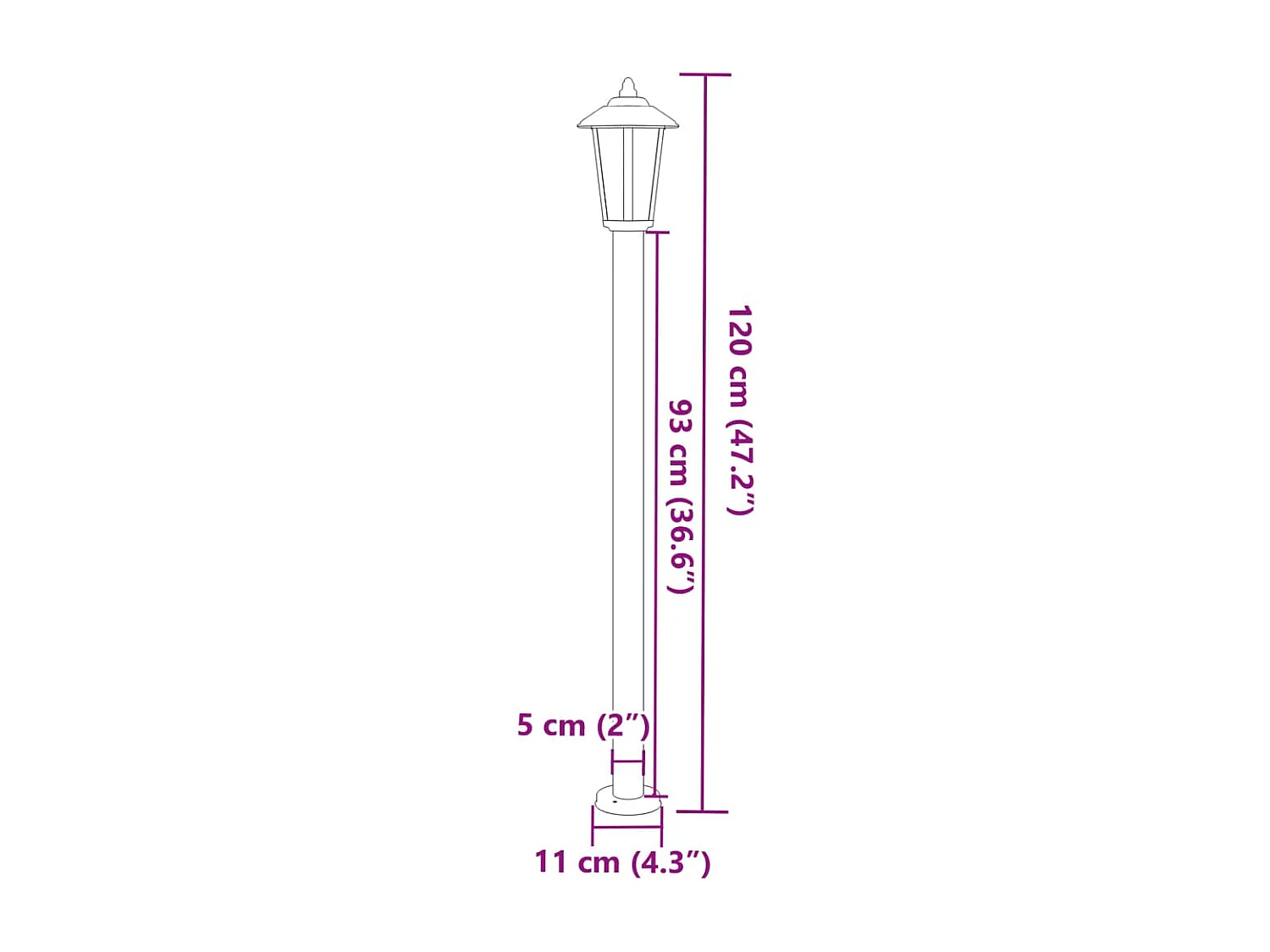 Lampade da terra per esterno 3 pz argento 120 cm acciaio inox Argento 02_0042557