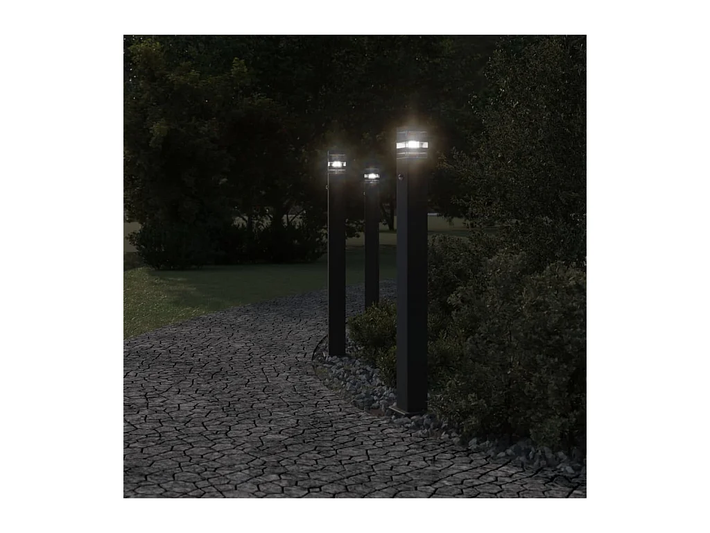 Lampadaire d'extérieur avec capteur aluminium noire 14 x 14 x 110 cm 02_0042520