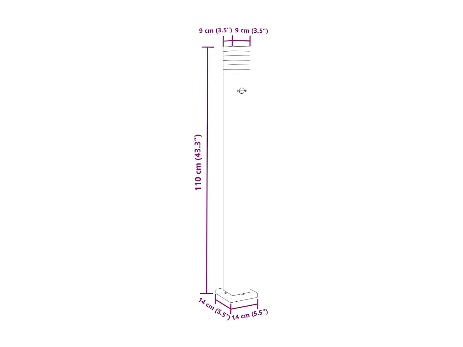 Lampadaire d'extérieur avec capteur aluminium noire 14 x 14 x 110 cm 02_0042520
