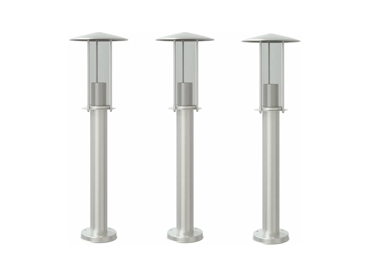 Lámparas de pie para exterior 3 piezas plata 60 cm acero inoxidable Plata 02_0042560
