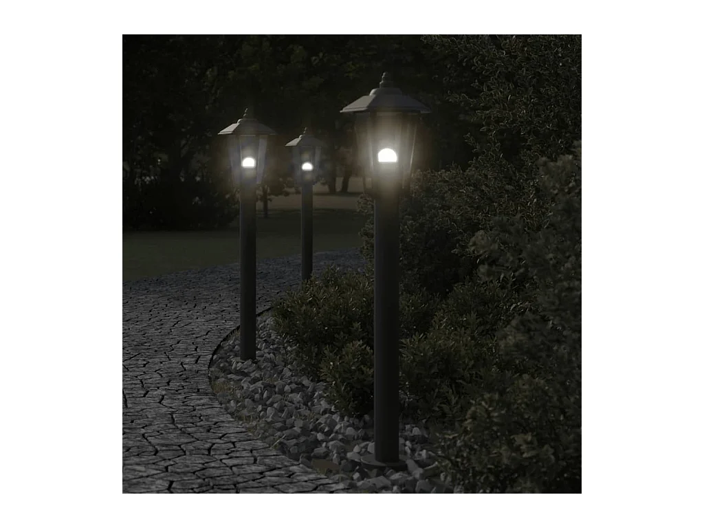 Lampadaires d'extérieur 3 pcs argenté 11 x 11 x 80 cm 02_0042553