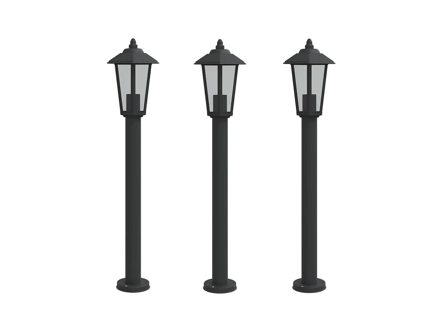 Lámparas de pie para exterior 3 piezas 80 cm acero inoxidable negro 02_0042553