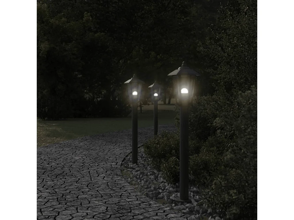 Lampade da terra per esterno 3 pz 80 cm acciaio inox nero 02_0042553