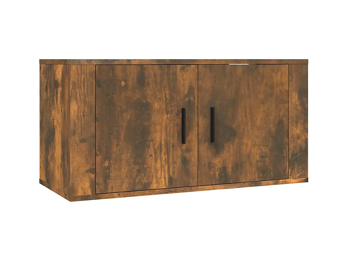 Mobile TV multimediale Mensola TV Credenza TV Sala da pranzo Soggiorno Camera da letto Parete Rovere fumé 80 x 345 x 40 cm Marrone 02_0028141
