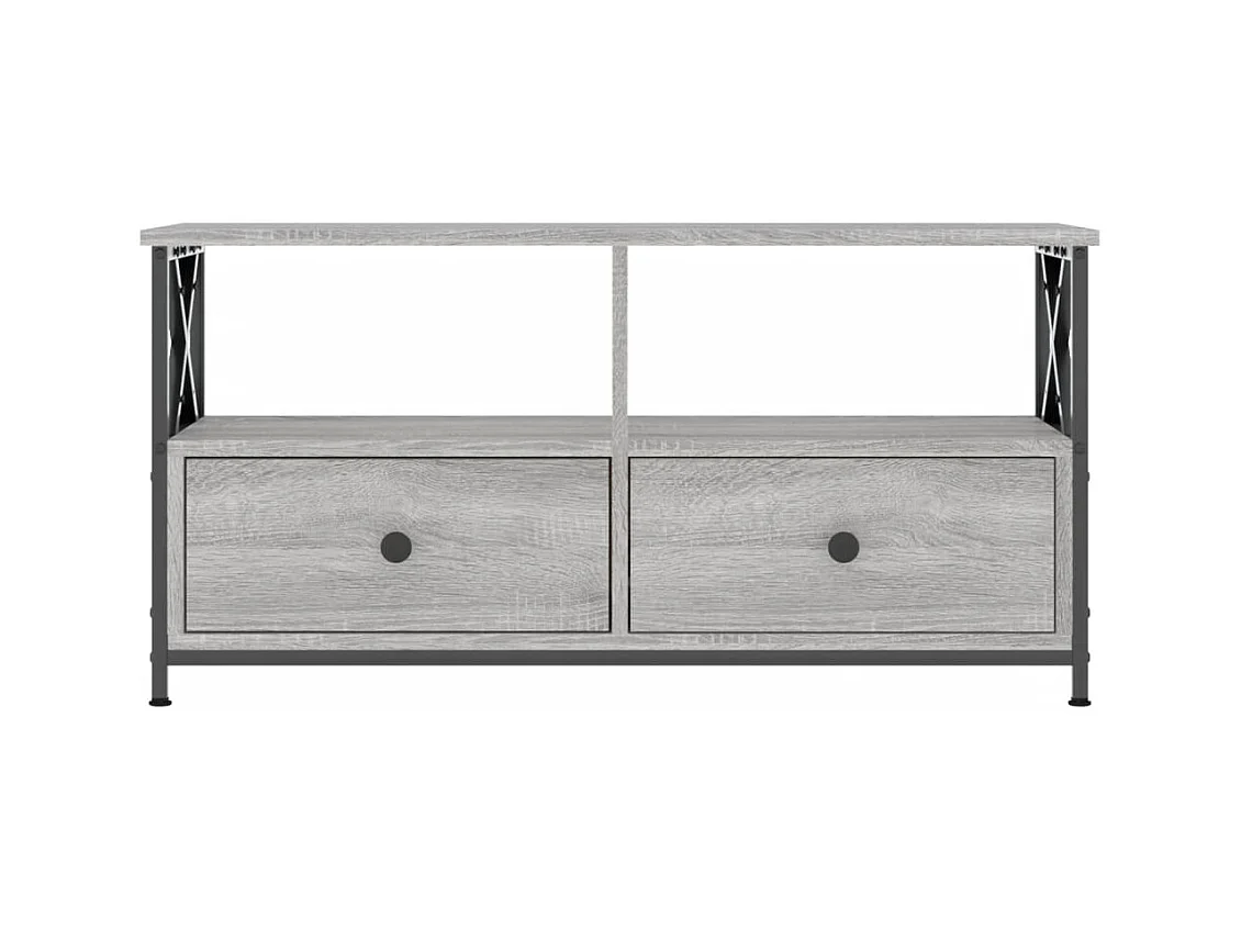 Meuble TV multimédia étagère bois marron 90 x 33 x 45 cm 02_0028474