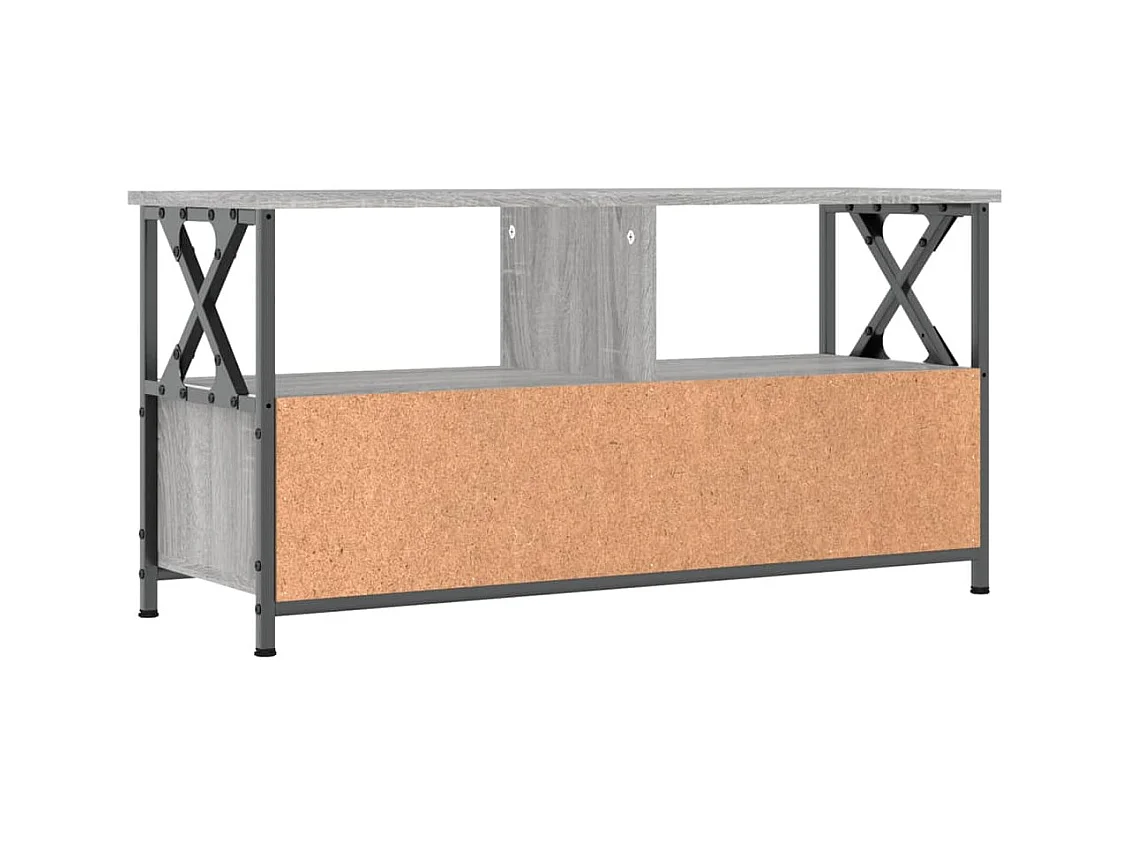 Meuble TV multimédia étagère bois marron 90 x 33 x 45 cm 02_0028474