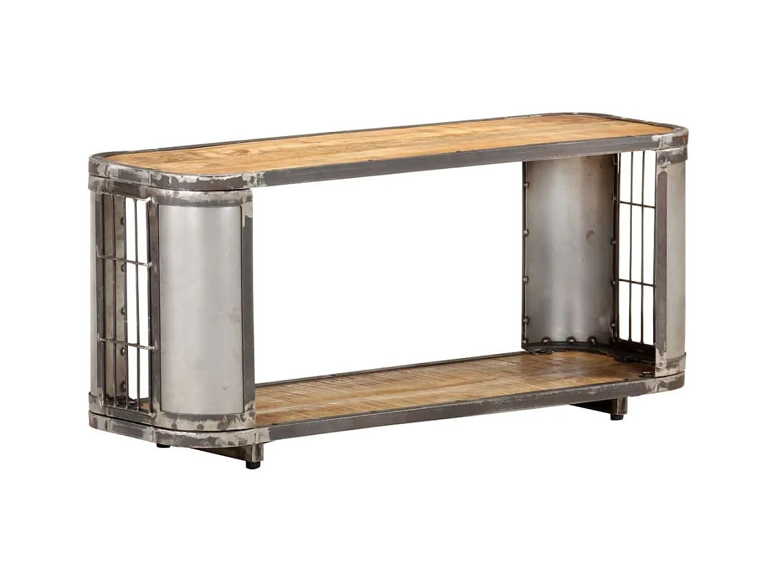 Meuble TV multimédia étagère bois marron 90 x 30 x 40 cm 02_0026331