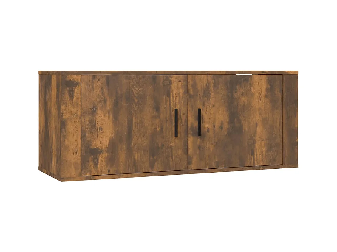 Mobile TV multimediale Mensola TV Credenza TV Sala da pranzo Soggiorno Camera da letto Parete Rovere fumé 100 x 345 x 40 cm Marrone 02_0028122