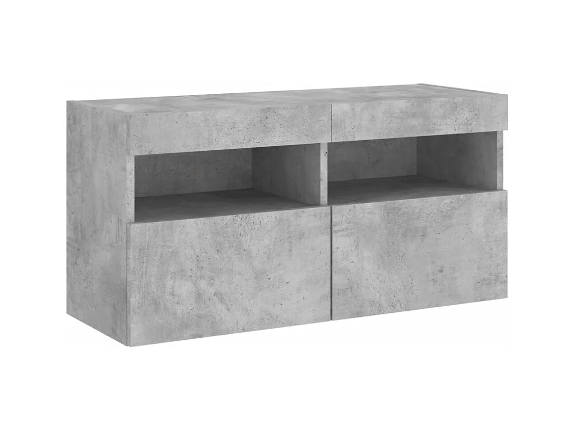 Mueble TV multimedia Estante TV Aparador TV Comedor Salón Dormitorio Montaje en pared con luces LED 80 x 30 x 40 cm Gris 02_0027911