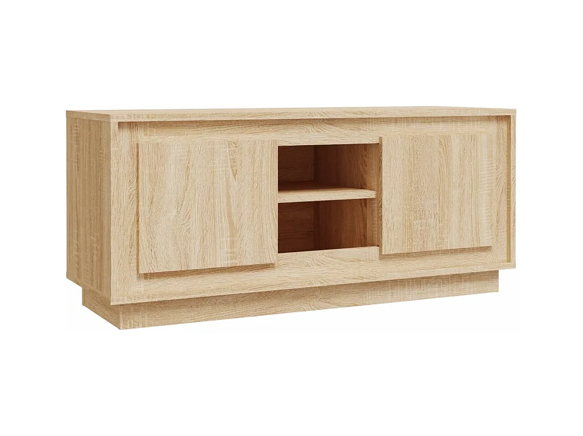 Mueble de TV multimedia estante para televisión buffet de televisión comedor salón dormitorio roble Sonoma 102 x 35 x 45 cm madera contrachapada marrón 02_0027436