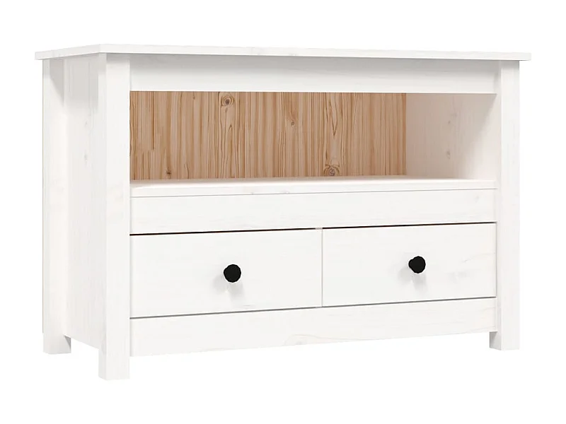 Mobile TV multimediale scaffale TV credenza TV sala da pranzo soggiorno camera da letto 79 x 35 x 52 cm legno di pino massiccio bianco 02_0026211