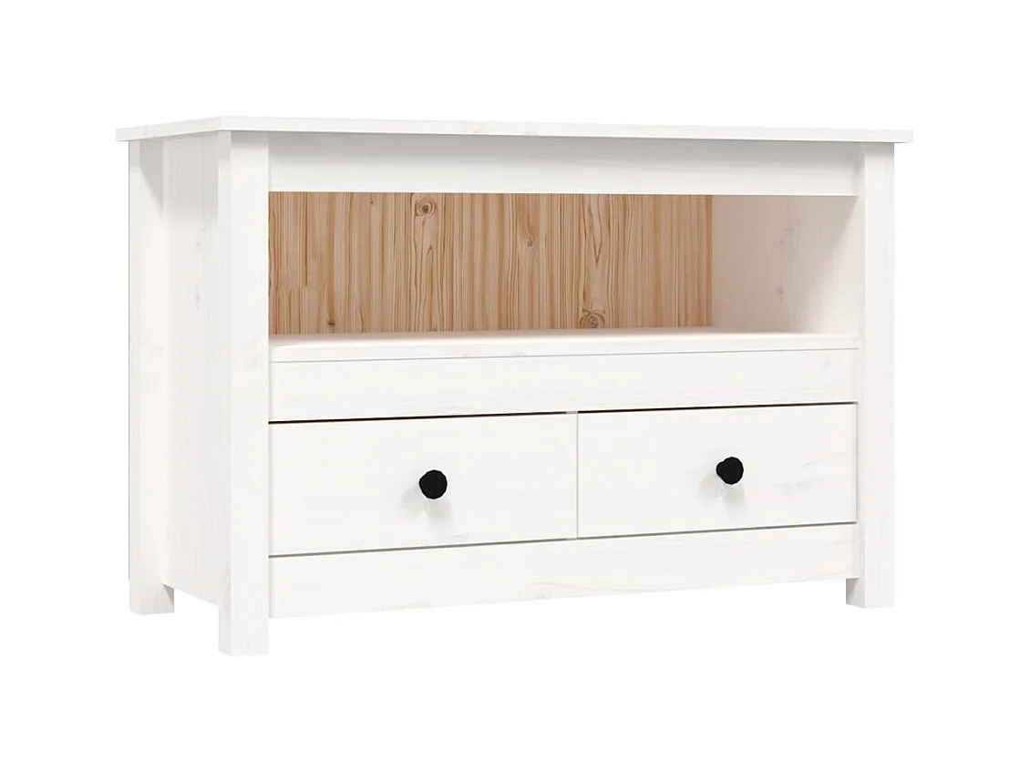 Meuble TV multimédia étagère bois blanc 79 x 35 x 52 cm 02_0026211