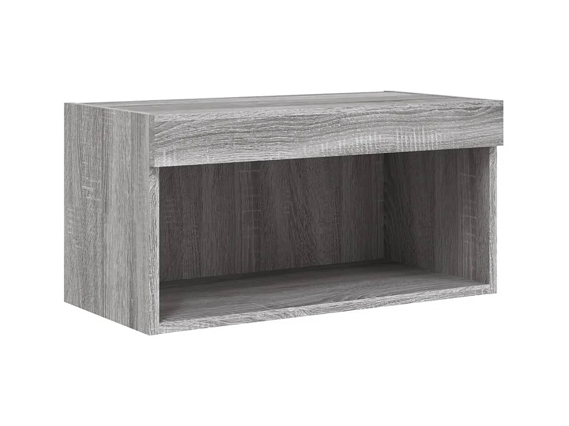 Mueble TV multimedia Estante TV Aparador TV Comedor Salón Dormitorio con luces LED Sonoma 60 x 30 x 30 cm Gris 02_0026826