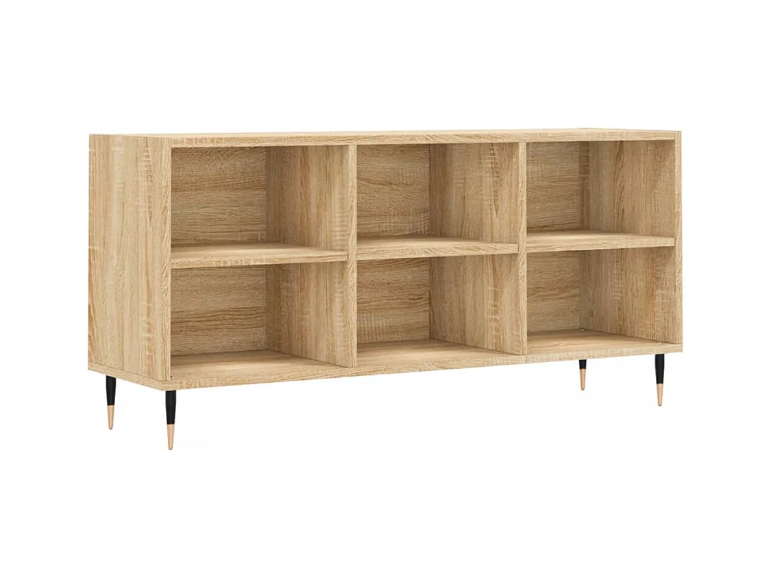 Meuble TV multimédia étagère bois marron 103.5 x 30 x 50 cm 02_0027456