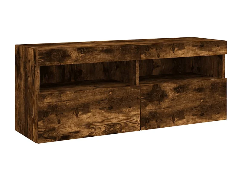Mueble TV multimedia Estante TV Aparador TV Comedor Salón Dormitorio Montaje en pared con luces LED Roble ahumado 100 x 30 x 40 cm Marrón 02_0027966