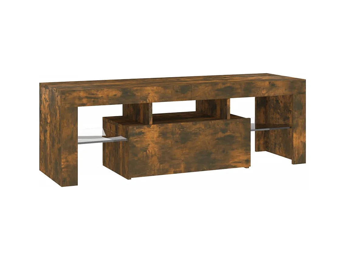 Mueble TV multimedia Estante TV Aparador TV Comedor Salón Dormitorio con luces LED Roble ahumado 120 x 35 x 40 cm Marrón 02_0026717