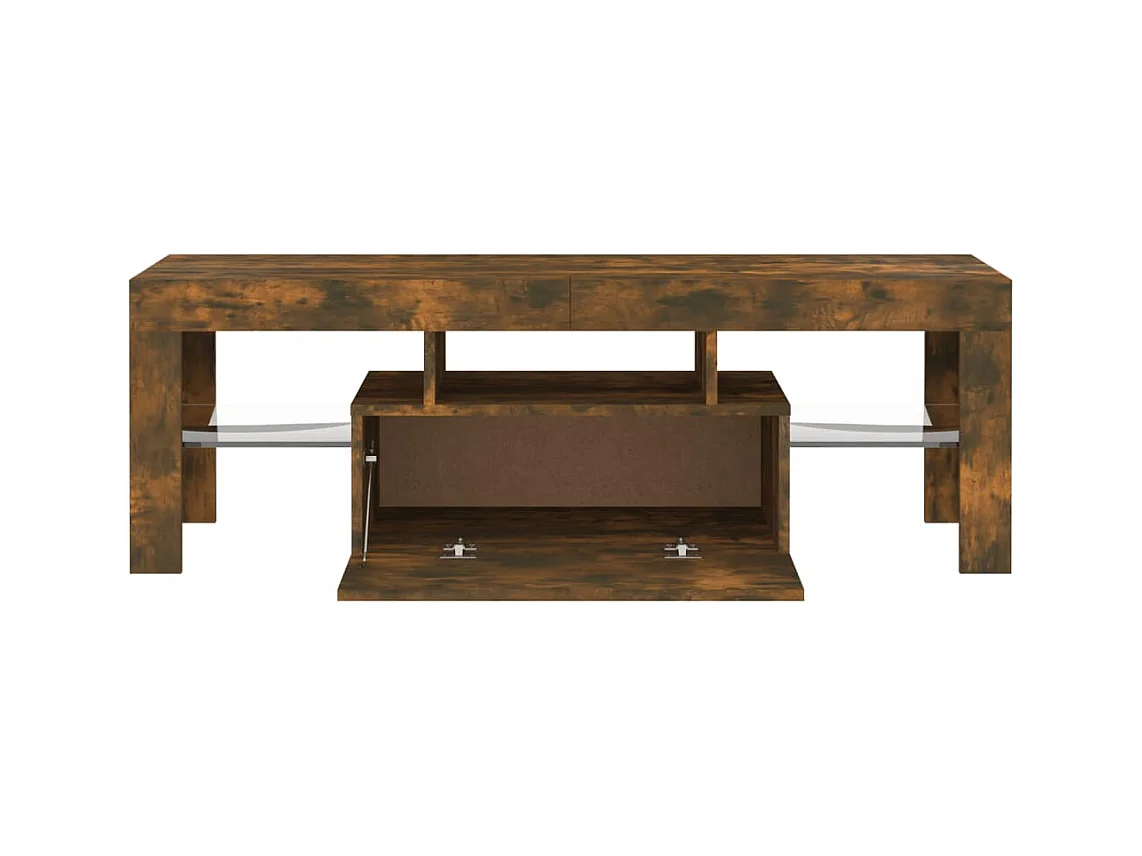 Mueble TV multimedia Estante TV Aparador TV Comedor Salón Dormitorio con luces LED Roble ahumado 120 x 35 x 40 cm Marrón 02_0026717