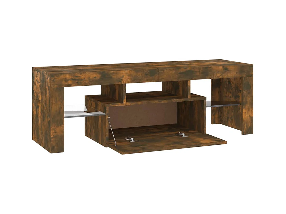 Mueble TV multimedia Estante TV Aparador TV Comedor Salón Dormitorio con luces LED Roble ahumado 120 x 35 x 40 cm Marrón 02_0026717