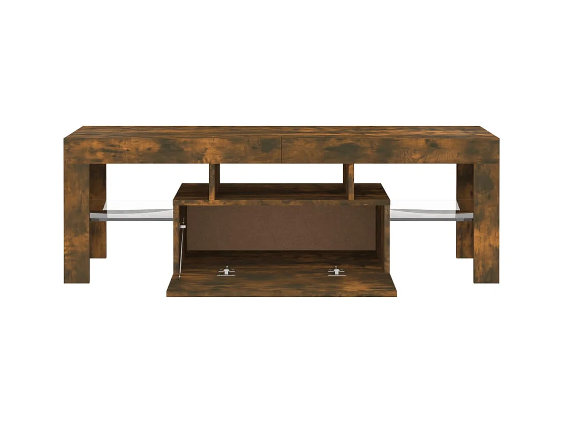 Mueble TV multimedia Estante TV Aparador TV Comedor Salón Dormitorio con luces LED Roble ahumado 120 x 35 x 40 cm Marrón 02_0026717