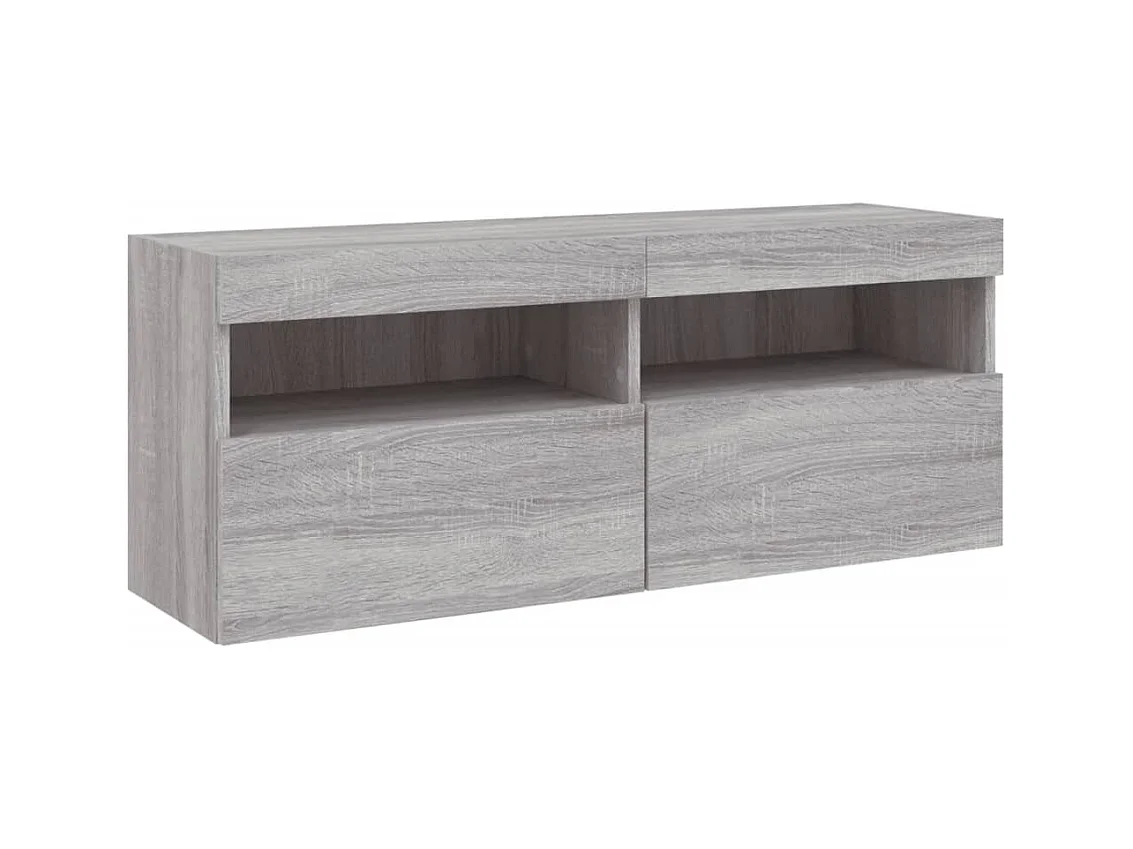 Mueble TV multimedia Estante TV Aparador TV Comedor Salón Dormitorio Pared con luces LED Sonoma 100 x 30 x 40 cm Gris 02_0028032