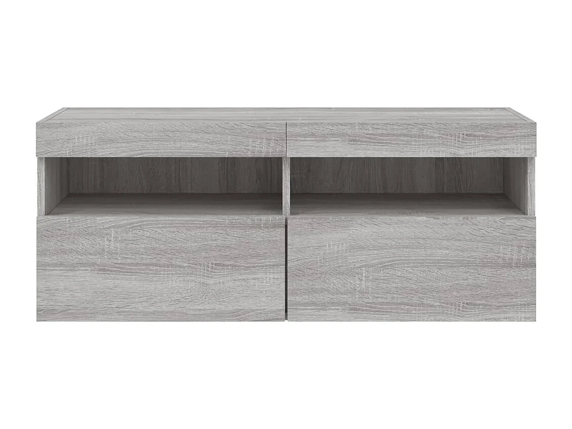 Mueble TV multimedia Estante TV Aparador TV Comedor Salón Dormitorio Pared con luces LED Sonoma 100 x 30 x 40 cm Gris 02_0028032