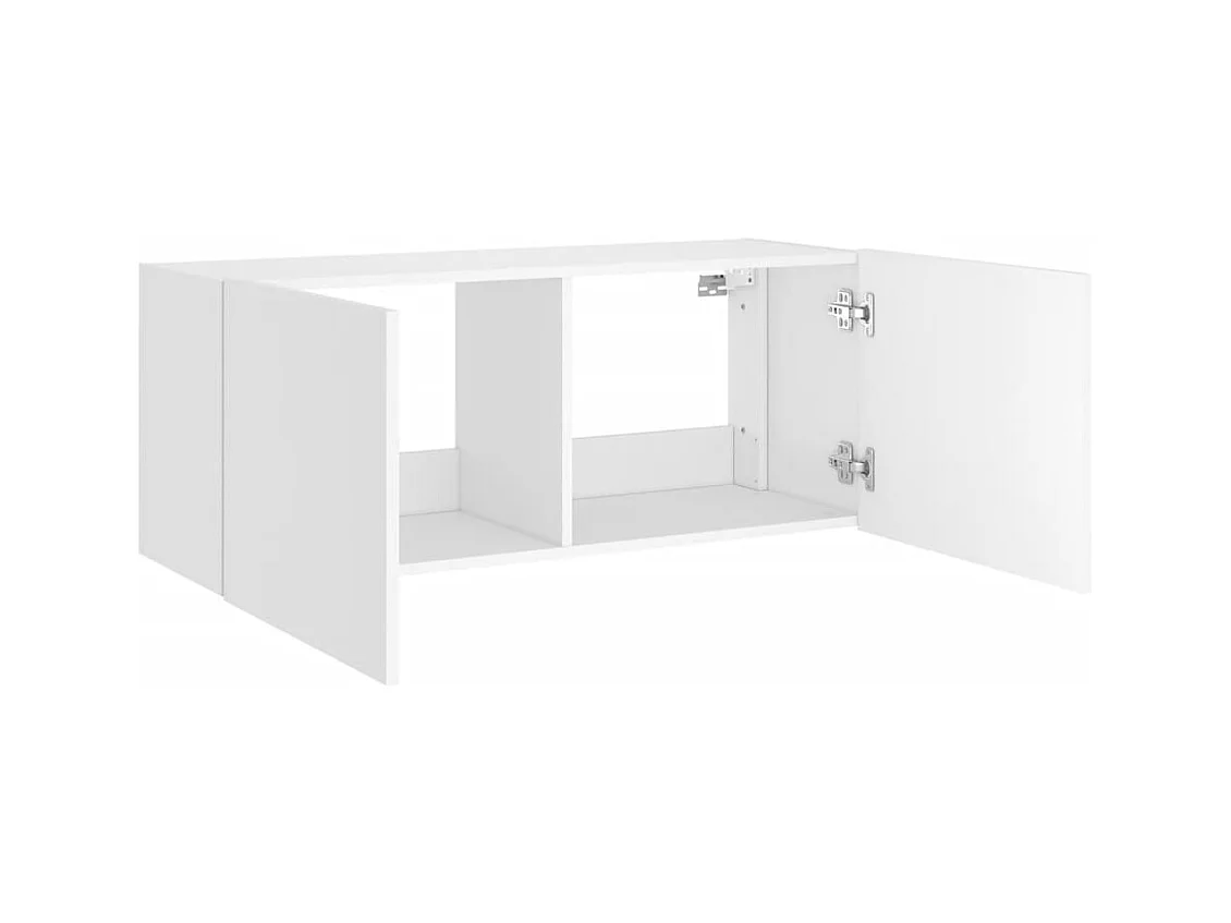 Mobile TV multimediale scaffale TV credenza TV sala da pranzo soggiorno camera da letto montaggio a parete con luci LED 100 x 35 x 41 cm bianco 02_0027853