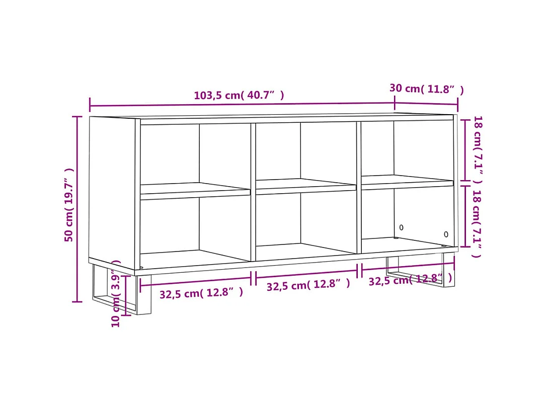 Mueble TV multimedia Estante TV Aparador TV Comedor Sala Dormitorio Sonoma 1035 x 30 x 50 cm Madera de ingeniería gris 02_0028373