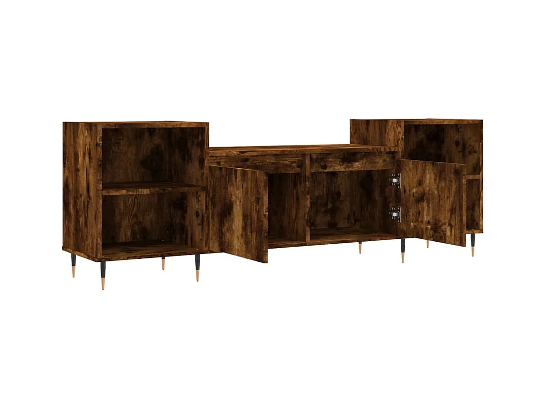 Meuble TV multimédia étagère bois marron 160 x 35 x 55 cm 02_0027350