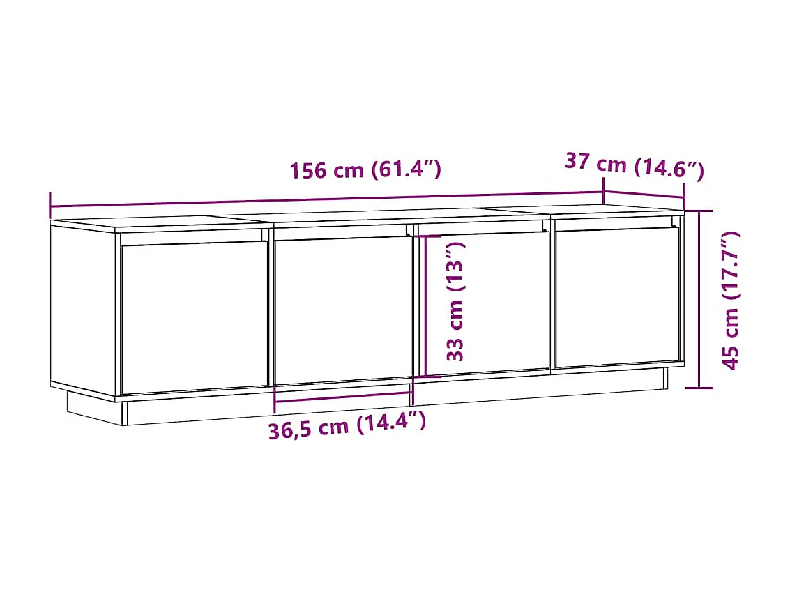 Meuble TV multimédia étagère bois blanc 156 x 37 x 45 cm 02_0026040