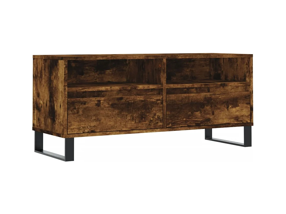 Meuble TV multimédia étagère bois marron 100 x 34.5 x 44.5 cm 02_0027260