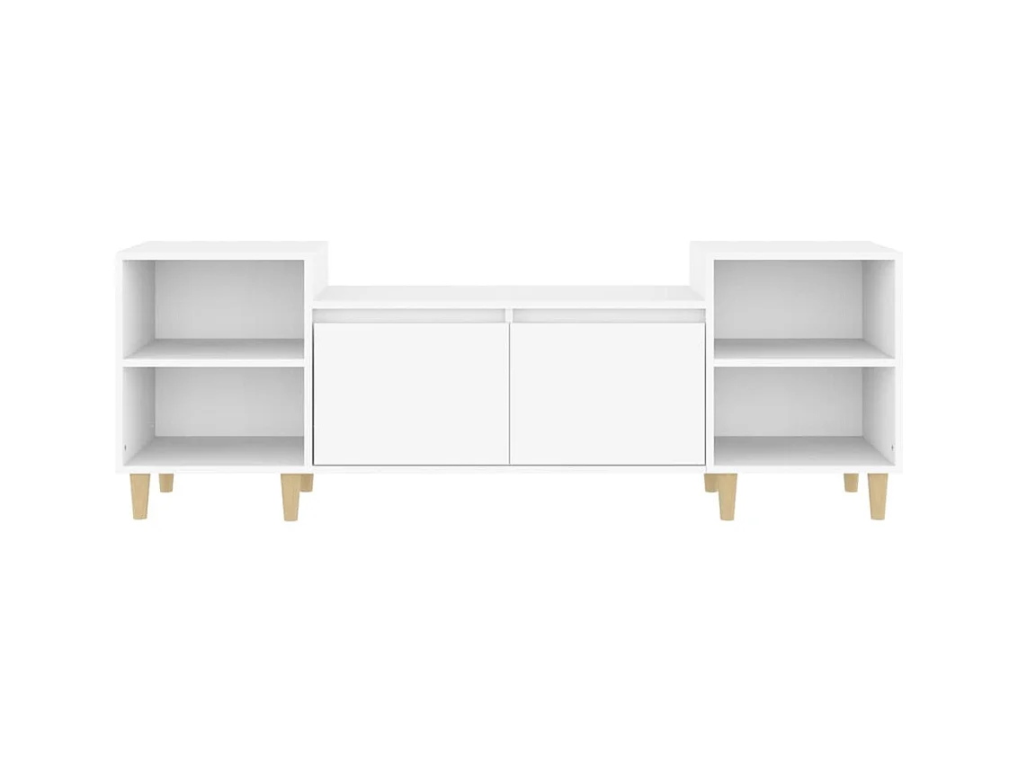 Meuble TV multimédia étagère bois blanc 160 x 35 x 55 cm 02_0026059