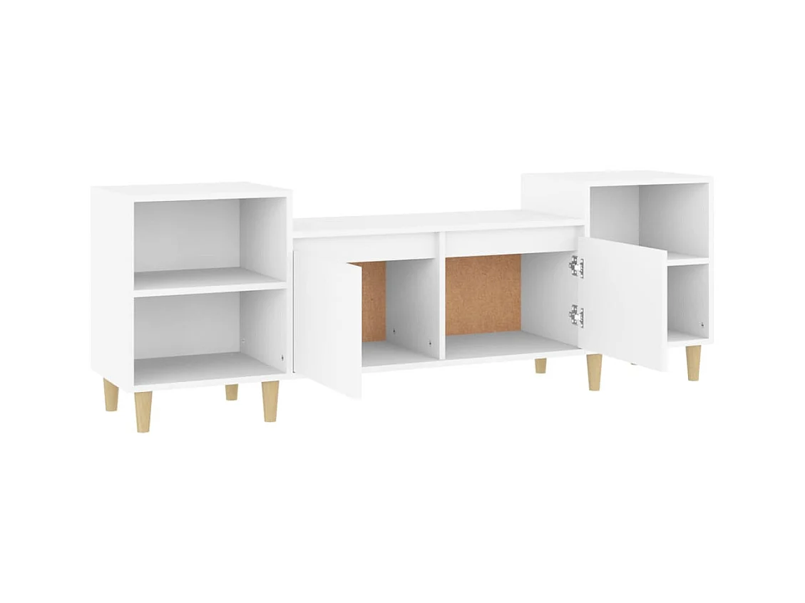 Meuble TV multimédia étagère bois blanc 160 x 35 x 55 cm 02_0026059