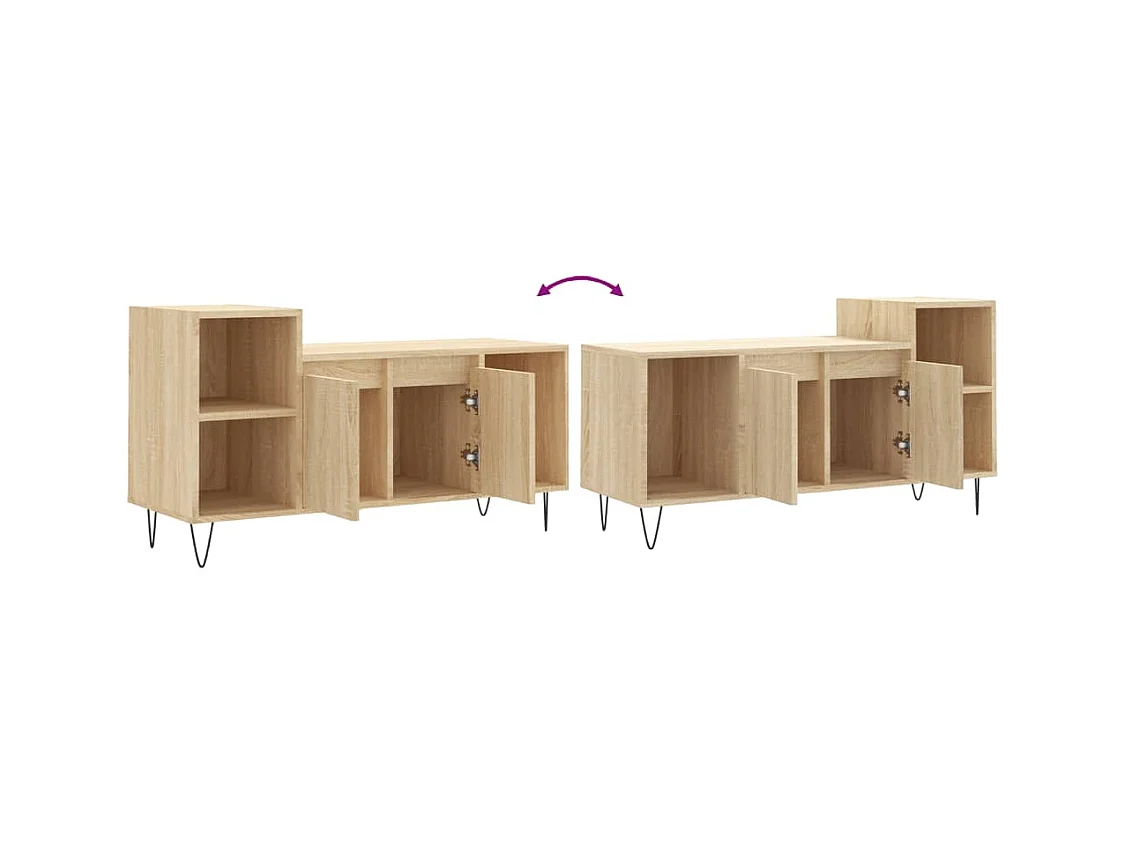 Meuble TV multimédia étagère bois marron 100 x 35 x 55 cm 02_0027426