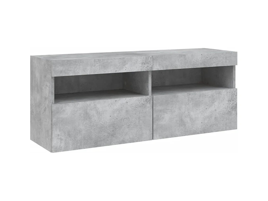 Mueble TV multimedia Estante TV Aparador TV Comedor Salón Dormitorio Montaje en pared con luces LED 100 x 30 x 40 cm Gris 02_0027836