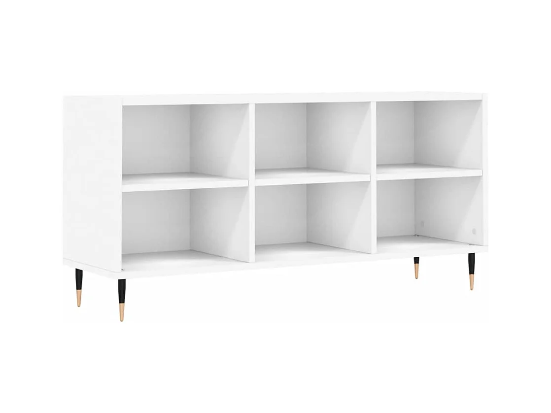 Meuble TV multimédia étagère bois blanc 103.5 x 30 x 50 cm 02_0025641