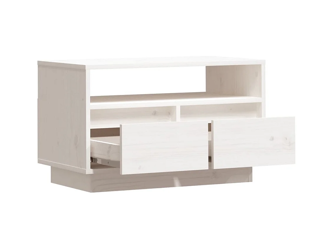 Meuble TV multimédia étagère bois blanc 60 x 35 x 37 cm 02_0026139