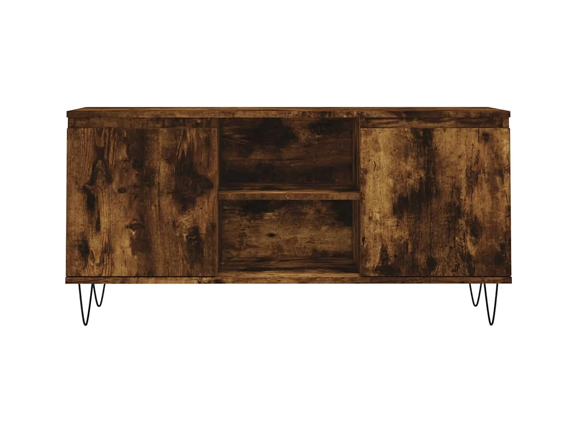 Meuble TV multimédia étagère bois marron 104 x 35 x 50 cm 02_0027313