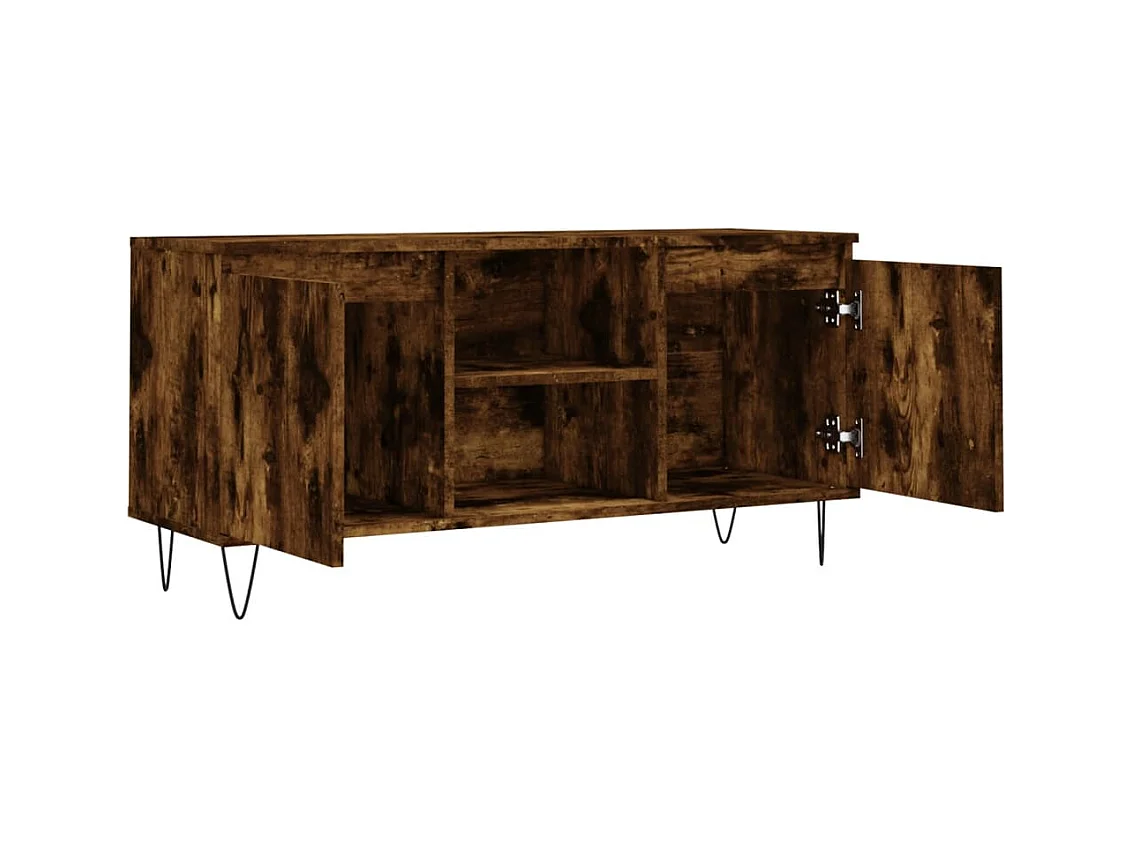 Meuble TV multimédia étagère bois marron 104 x 35 x 50 cm 02_0027313