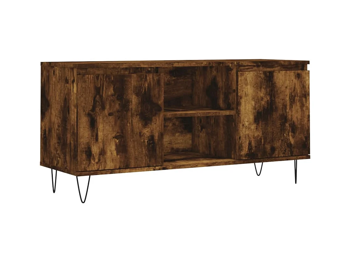 Meuble TV multimédia étagère bois marron 104 x 35 x 50 cm 02_0027313