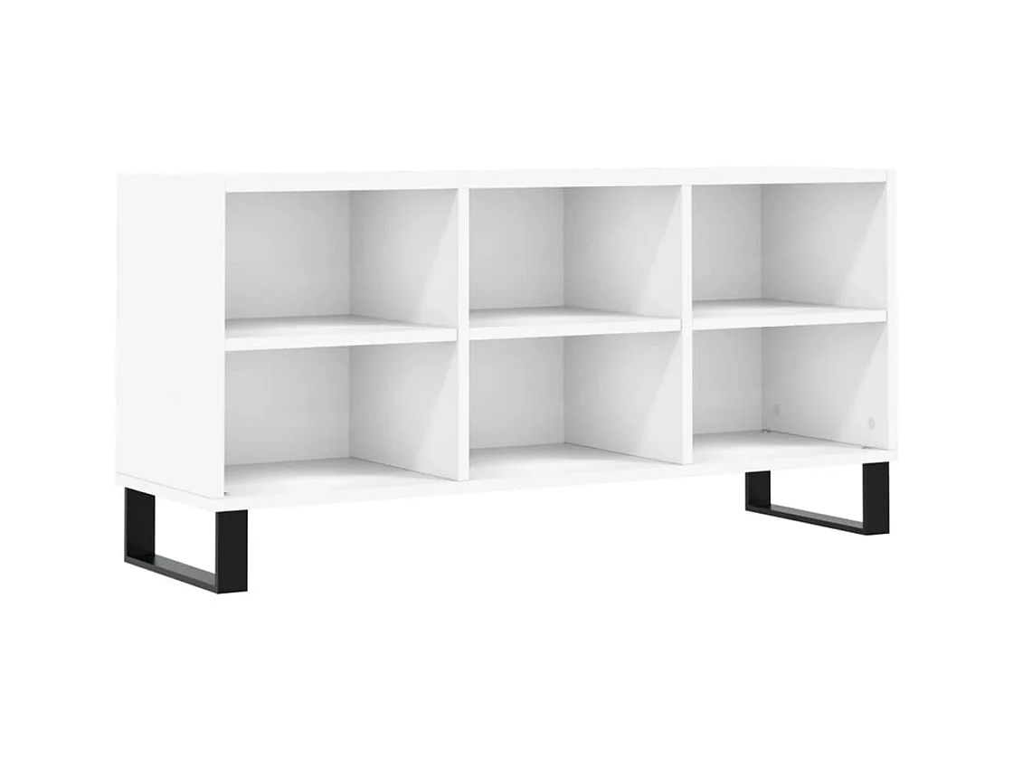 Meuble TV multimédia étagère bois blanc 103.5 x 30 x 50 cm 02_0025640
