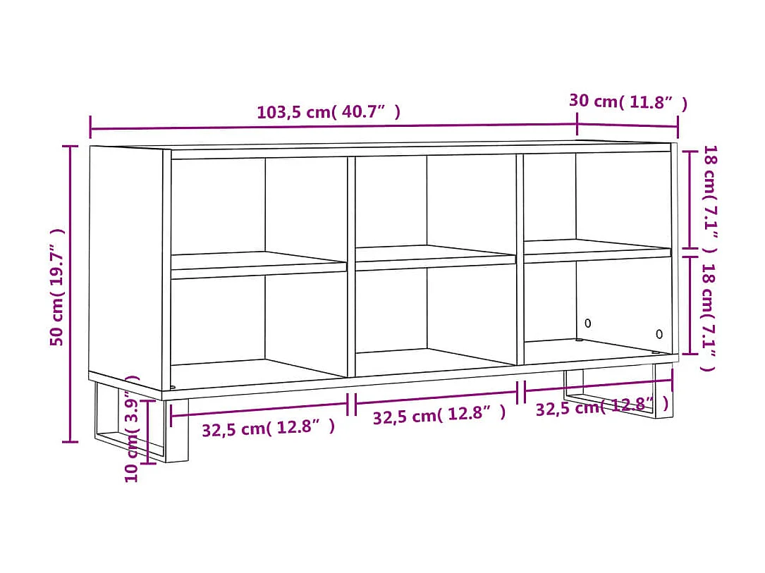 Meuble TV multimédia étagère bois blanc 103.5 x 30 x 50 cm 02_0025640