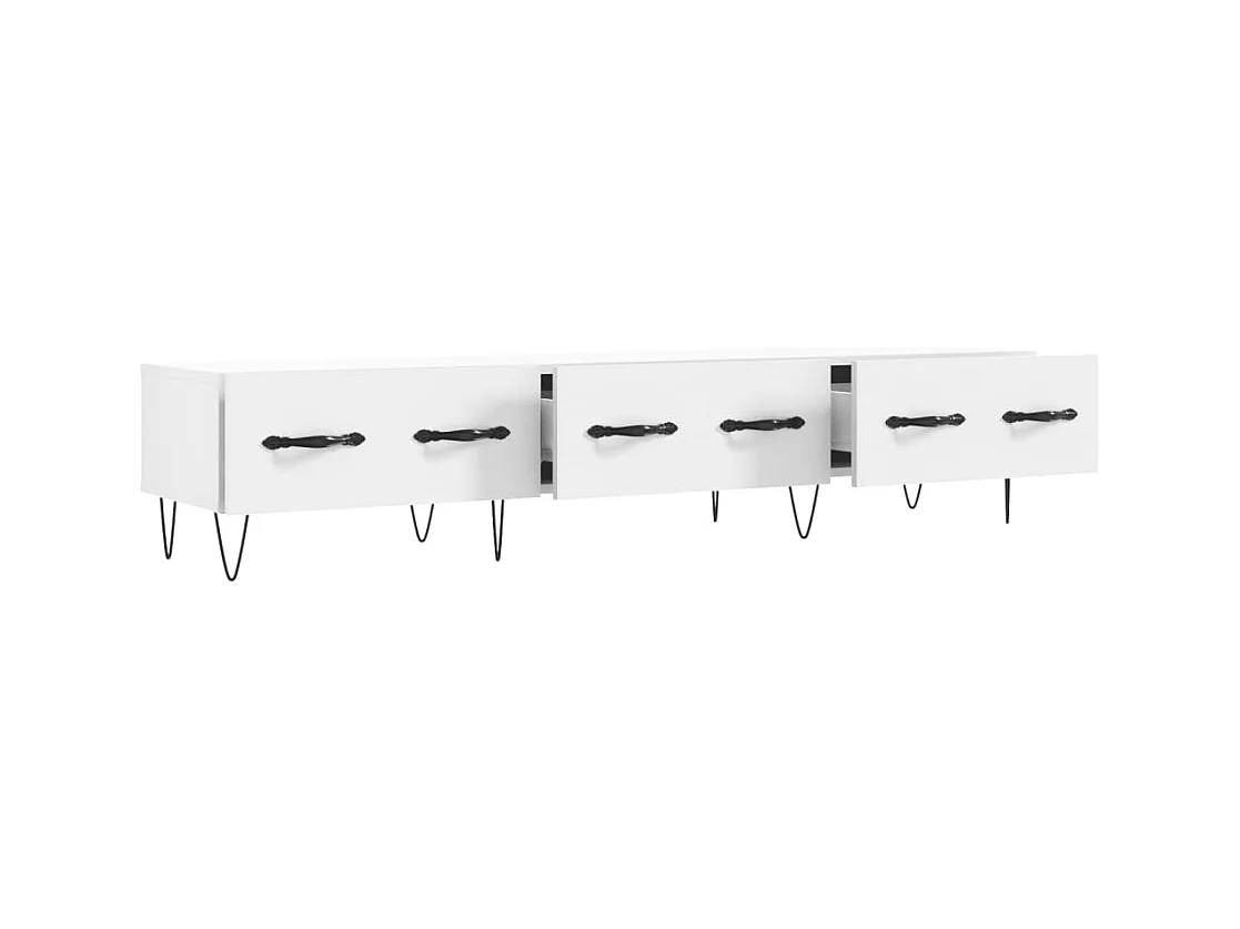 Meuble TV multimédia étagère bois blanc 150 x 36 x 30 cm 02_0026020