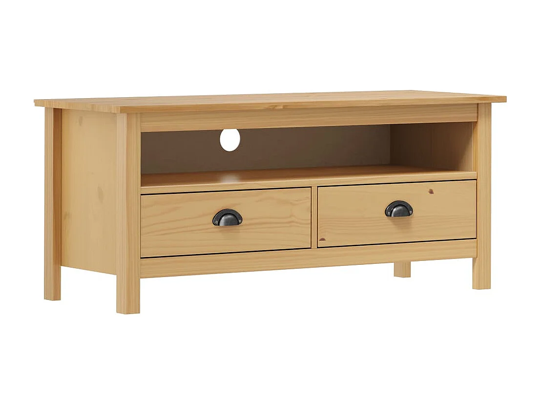 Meuble TV multimédia étagère bois marron 110 x 40 x 47 cm 02_0027642