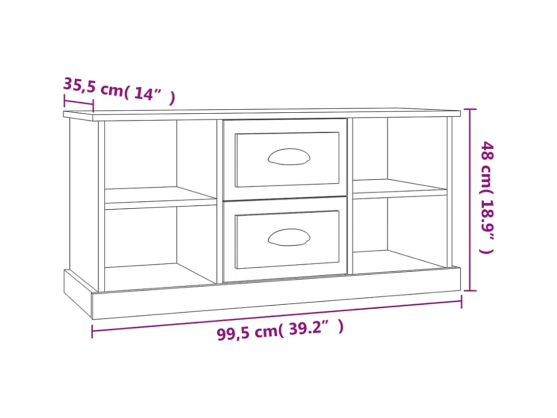 Meuble TV multimédia étagère bois marron 99.5 x 35.5 x 48 cm 02_0027559