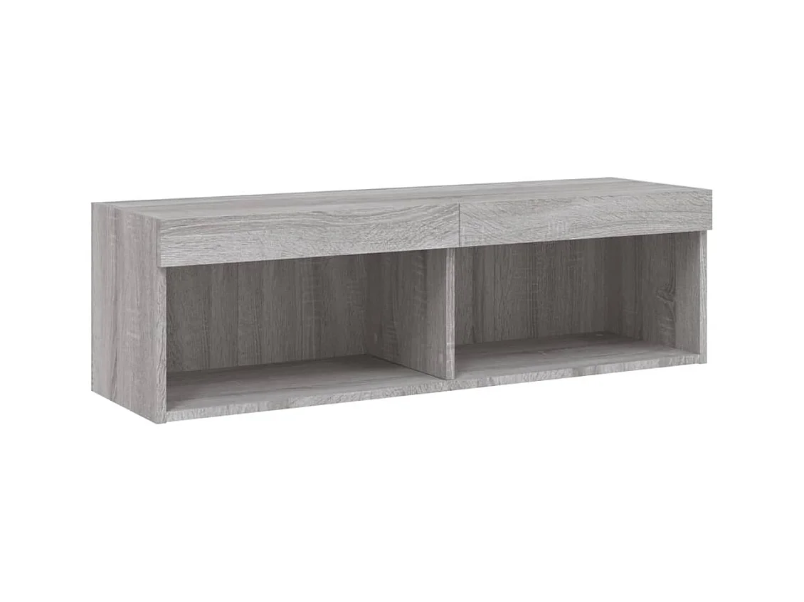 Mueble TV multimedia Estante TV Aparador TV Comedor Salón Dormitorio con luces LED Sonoma 100 x 30 x 30 cm Gris 02_0026794