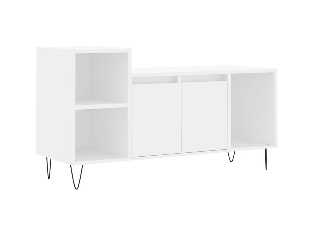 Móvel de TV multimídia prateleira de televisão televisão buffet sala de jantar sala de estar quarto 100 x 35 x 55 cm madeira engenharia branco 02_0025508