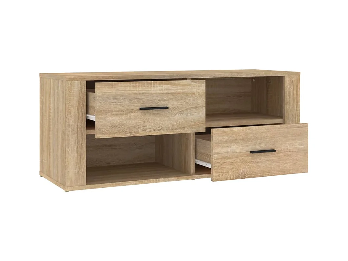 Meuble TV multimédia étagère bois marron 100 x 35 x 40 cm 02_0027417