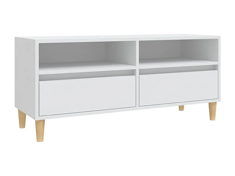 Meuble TV multimédia étagère bois blanc 100 x 34.5 x 44.5 cm 02_0025469